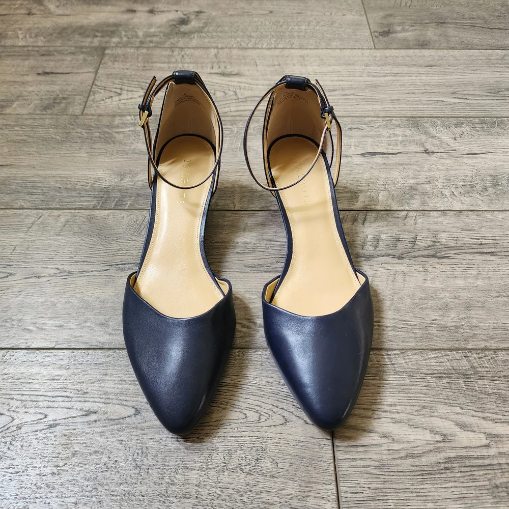 Talbots Women's Laney D'Orsay Navy Soft Nappa Wedge Almond Toe, Size 11M - Picture 3 of 11